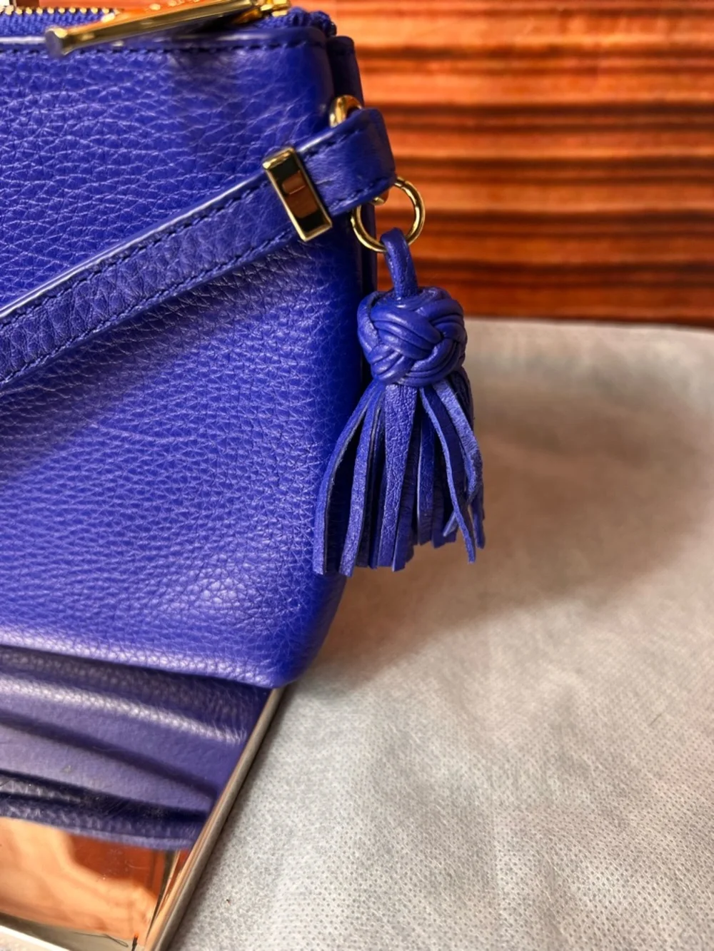 Talbots Blue Leather Wristlet Clutch